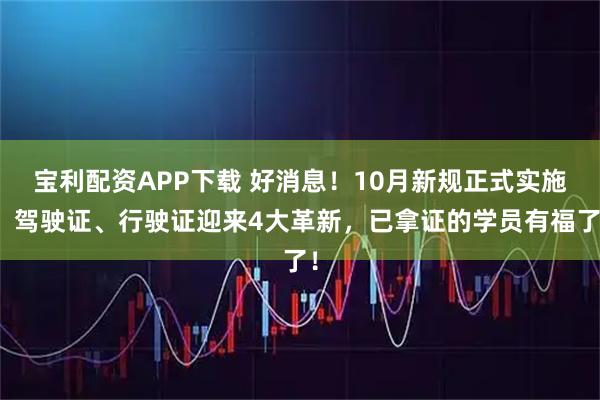 宝利配资APP下载 好消息！10月新规正式实施，驾驶证、行驶证迎来4大革新，已拿证的学员有福了！